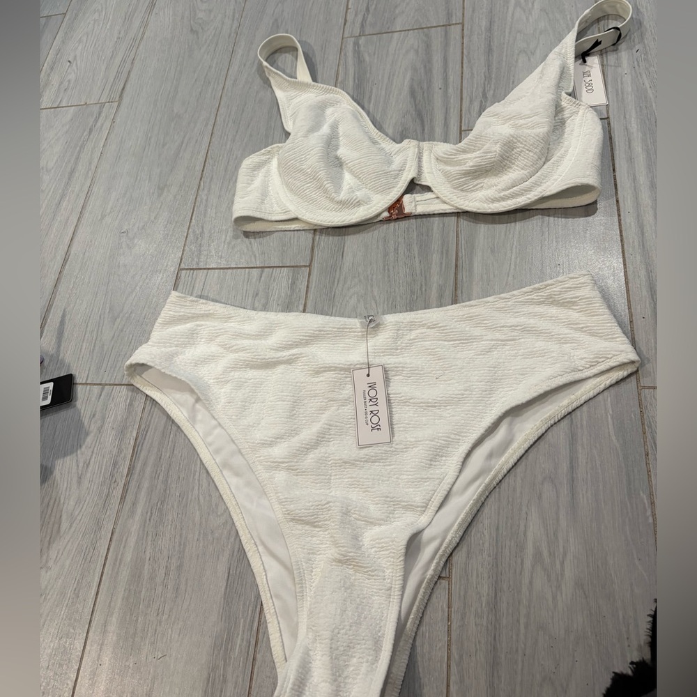 ASOS Ivory Textured Underwire Bikini Set